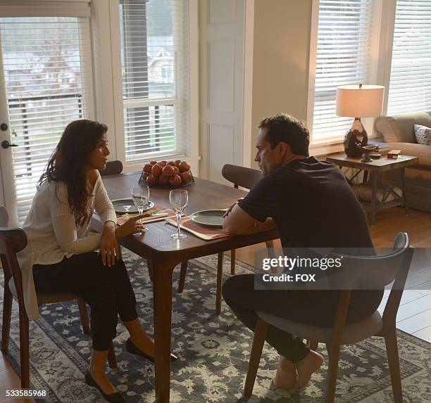 Nimrat Kaur and Jason Patric in the "Blood Harvest" episode of WAYWARD PINES airing Wednesday, June 1 on FOX.