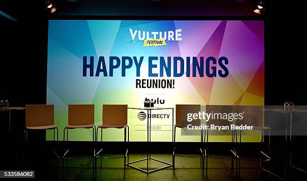 Signage at The Happy Endings Reunion during the 2016 Vulture Festival at Milk Studios on May 22, 2016 in New York City.