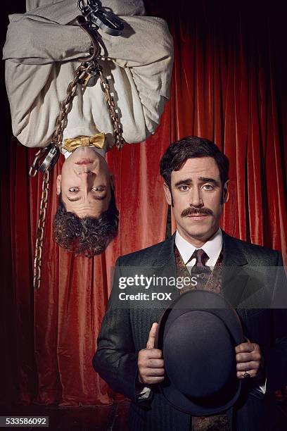 Michael Weston as Harry Houdini and Stephen Mangan as Arthur Conan Doyle.