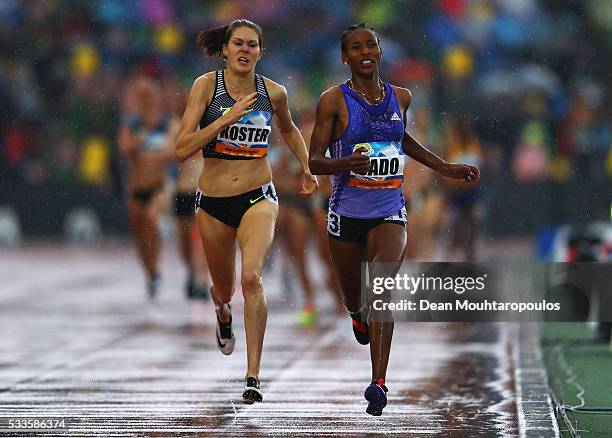 Besu Sado of Ethiopia competes and wins the Womens 1500m in front of Maureen Koster of the Netherlands during the AA Drink FBK Games held at the FBK...