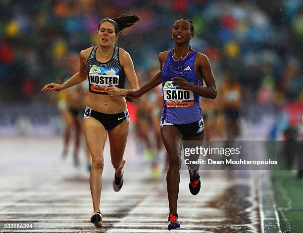 Besu Sado of Ethiopia competes and wins the Womens 1500m in front of Maureen Koster of the Netherlands during the AA Drink FBK Games held at the FBK...