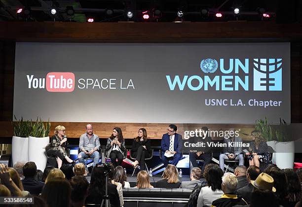 Actress Patricia Arquette, director Joss Whedon, actress Rowan Blanchard, agent Maha Dakhil, Executive Director of the ACLU of Southern California...