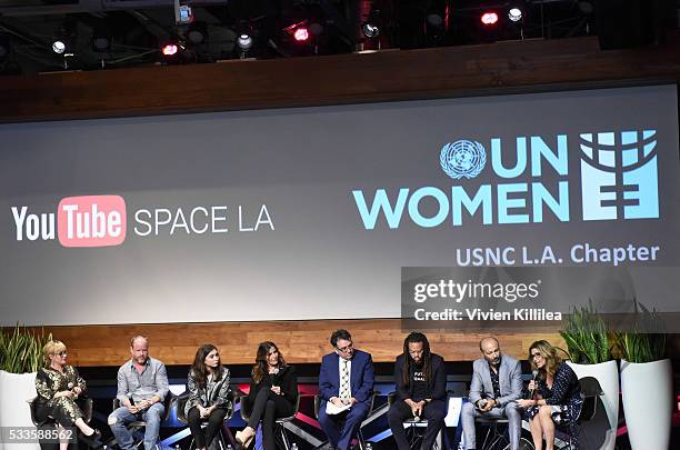 Actress Patricia Arquette, director Joss Whedon, actress Rowan Blanchard, agent Maha Dakhil, Executive Director of the ACLU of Southern California...