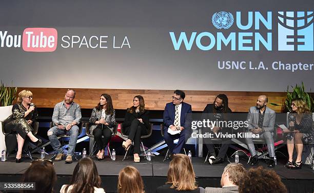 Actress Patricia Arquette, director Joss Whedon, actress Rowan Blanchard, agent Maha Dakhil, Executive Director of the ACLU of Southern California...