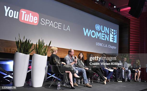 Actress Patricia Arquette, director Joss Whedon, actress Rowan Blanchard, agent Maha Dakhil, Executive Director of the ACLU of Southern California...