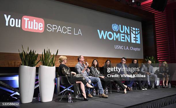 Actress Patricia Arquette, director Joss Whedon, actress Rowan Blanchard, agent Maha Dakhil, Executive Director of the ACLU of Southern California...