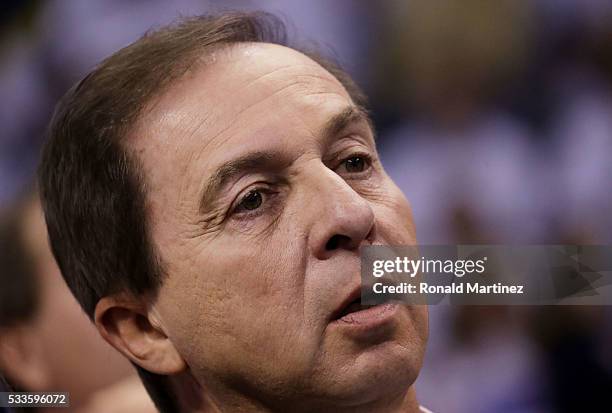 Co-Owner of the Golden State Warriors Joe Lacob attends game three of the Western Conference Finals against the Oklahoma City Thunder during the 2016...