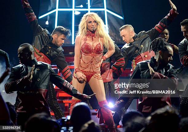 Singer Britney Spears performs onstage during the 2016 Billboard Music Awards at T-Mobile Arena on May 22, 2016 in Las Vegas, Nevada.