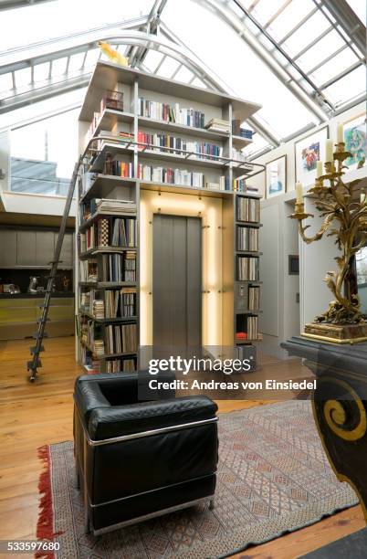 Scandinavian Penthouse Library Design With Floor Plan Inspiration photo