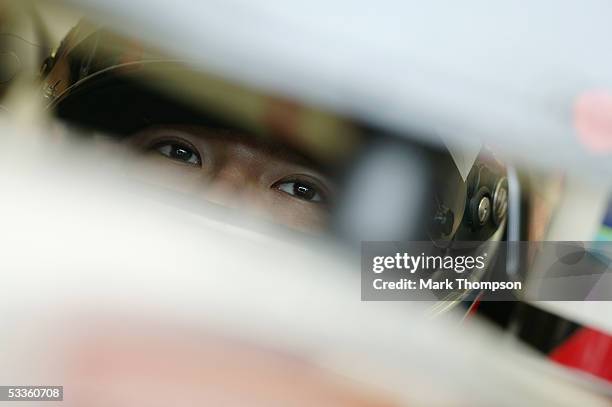 Takuma Sato of Japan and B.A.R. - Honda during qualifying for the Hungarian F1 Grand Prix at the Hungaroring on July 30, 2005 in Budapest, Hungary.