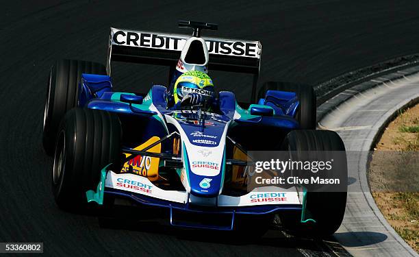 Felipe Massa of Brazil and Sauber in action during the Hungarian F1 Grand Prix at the Hungaroring on July 31, 2005 in Budapest, Hungary.