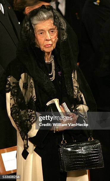 Queen Fabiola of Belgium attends the funeral of the Grand Duchess of Luxemburg Josephine-Charlotte, who died at the age of 77.