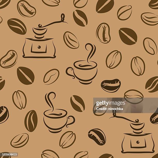 coffee seamless pattern - coffee beans background stock illustrations