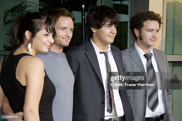 Siblings Alanna Masterson, Christopher Masterson, Jordy Masterson and Danny Masterson arrive at the premiere of Universal Studios "The 40 Year-Old...