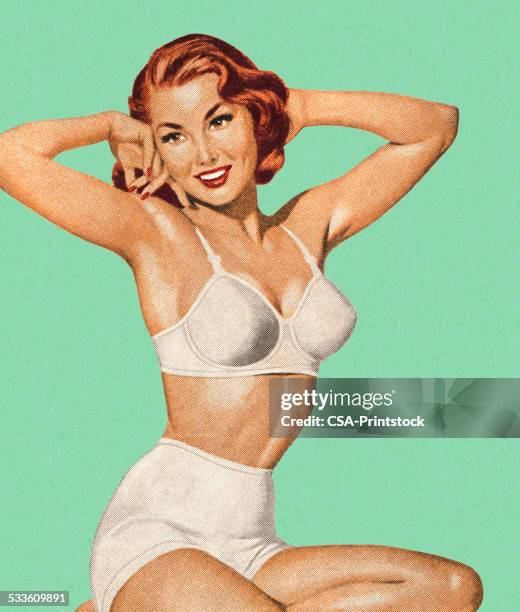 woman in her underwear - pin up girl stock illustrations