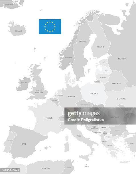 ilustraciones, imágenes clip art, dibujos animados e iconos de stock de detallado vector de mapa de europa - eurasia