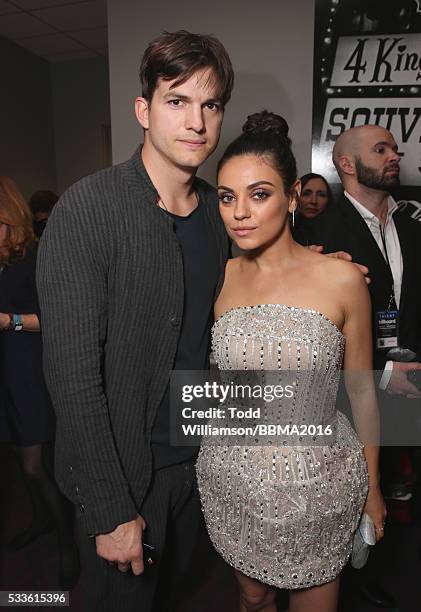 Actors Ashton Kutcher and Mila Kunis attend the 2016 Billboard Music Awards at T-Mobile Arena on May 22, 2016 in Las Vegas, Nevada.