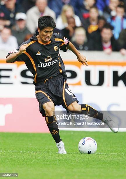 Seol Ki-Hyeon of Wolverhampton Wanderers in action during the pre-season friendly match between Wolverhampton Wanderers and Aston Villa at Molineux,...