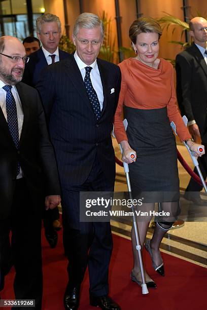 - Visite officielle du Roi Philippe et la Reine Mathilde aux institutions de l'Union Européenne à Bruxelles: Parlement Européen - Officieel bezoek...
