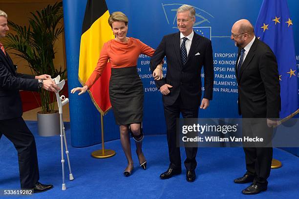 - Visite officielle du Roi Philippe et la Reine Mathilde aux institutions de l'Union Européenne à Bruxelles: Parlement Européen - Officieel bezoek...