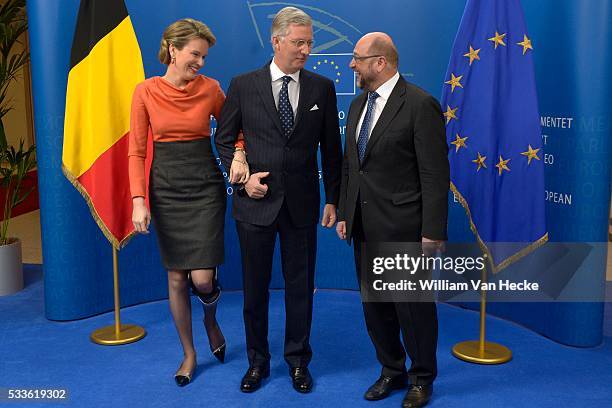 - Visite officielle du Roi Philippe et la Reine Mathilde aux institutions de l'Union Européenne à Bruxelles: Parlement Européen - Officieel bezoek...