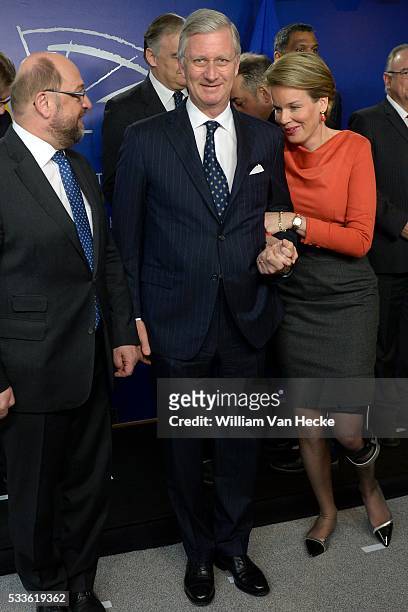 - Visite officielle du Roi Philippe et la Reine Mathilde aux institutions de l'Union Européenne à Bruxelles: Parlement Européen - Officieel bezoek...