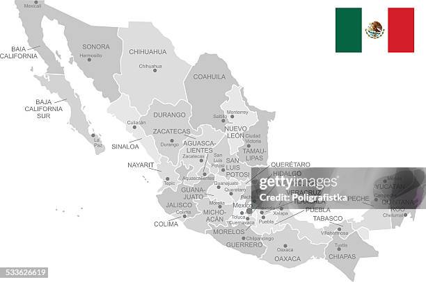 detailed vector map of mexico - mexico city map stock illustrations