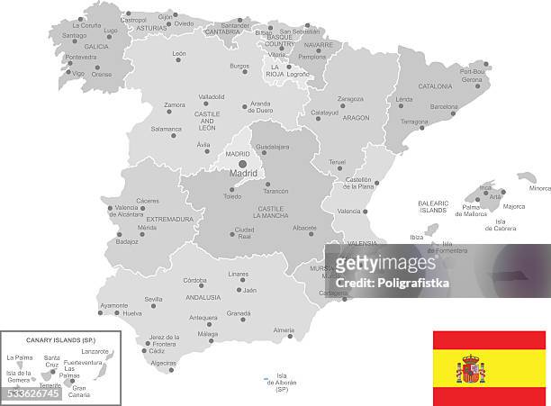 detailed vector map of spain - aragon stock illustrations