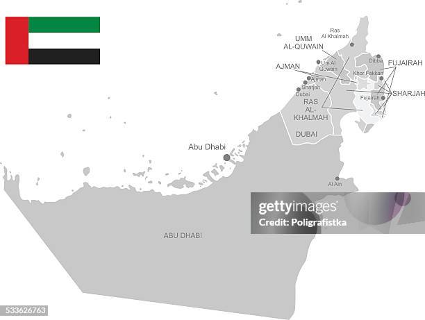 bildbanksillustrationer, clip art samt tecknat material och ikoner med detailed vector map of united arab emirates - fujairah