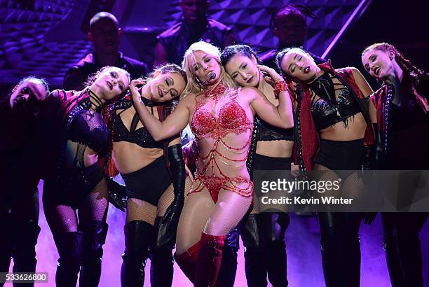 Recording artist Britney Spears performs onstage during the 2016 Billboard Music Awards at T-Mobile Arena on May 22, 2016 in Las Vegas, Nevada.