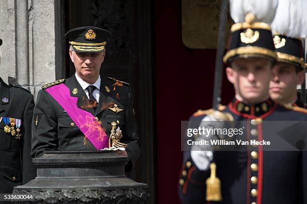 - Le Roi Philipe assiste à la cérémonie de commémoration du 70ème anniversaire de la fin de la Deuxième Guerre Mondiale à la Colonne du Congrès à...