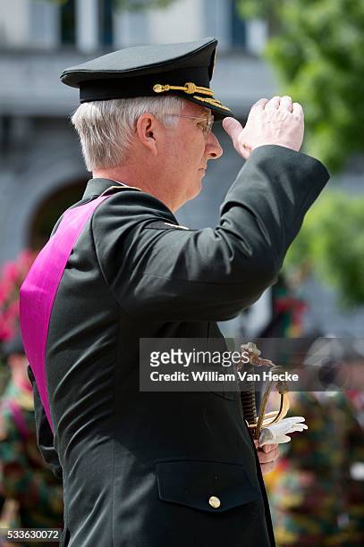 - Le Roi Philipe assiste à la cérémonie de commémoration du 70ème anniversaire de la fin de la Deuxième Guerre Mondiale à la Colonne du Congrès à...