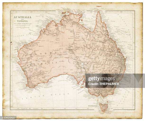 alte karte von australien 1899 - australia map stock-grafiken, -clipart, -cartoons und -symbole