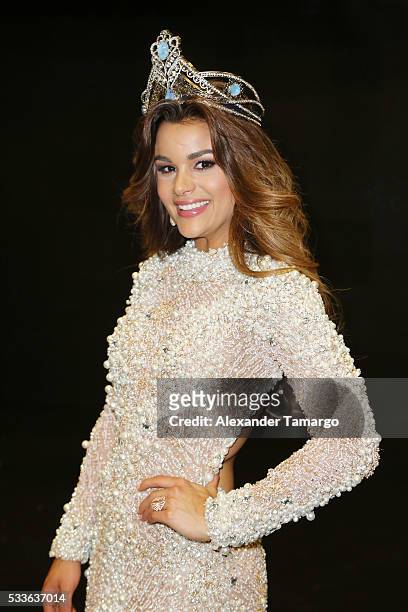 Clarissa Molina poses for photos after being crowned the winner of "Nuestra Belleza Latina" at Univision Studios on May 22, 2016 in Miami, Florida.