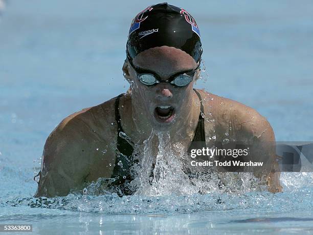 Swimmer Alicia Aemisegger in action during preliminary heats of the 400 meter individual medley at the ConocoPhillips National Championship on August...