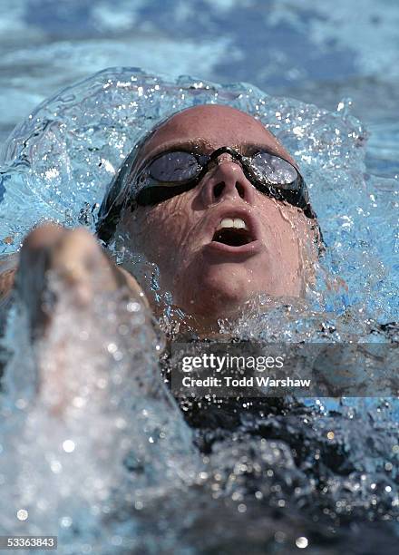 Swimmer Alicia Aemisegger in action during preliminary heats of the 400 meter individual medley at the ConocoPhillips National Championship on August...