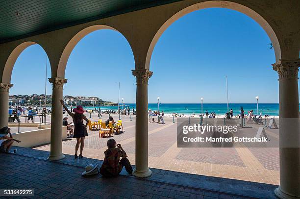 bondi pavilion bondi beach - bondi beach sign stock pictures, royalty-free photos & images