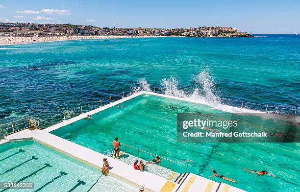 bondi icebergs club pool - bondi pool stock pictures, royalty-free photos & images