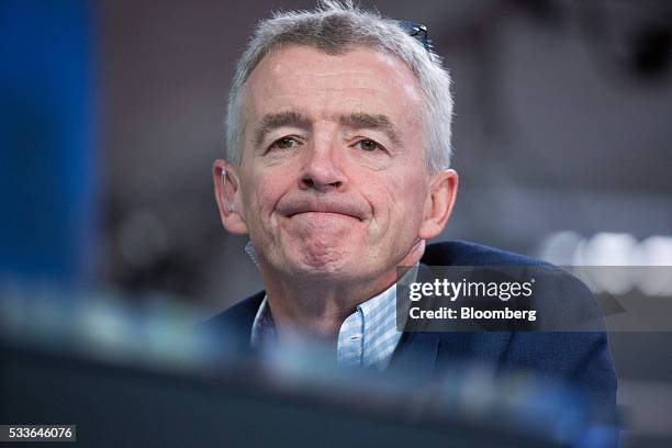 Michael O'Leary, chief executive officer of Ryanair Holdings Plc, pauses during a Bloomberg Television interview in London, U.K., on Monday, May 23,...