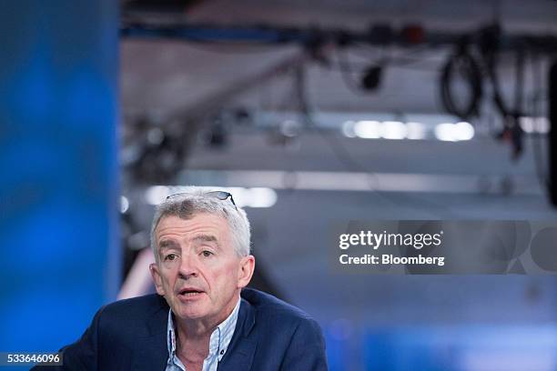 Michael O'Leary, chief executive officer of Ryanair Holdings Plc, speaks during a Bloomberg Television interview in London, U.K., on Monday, May 23,...