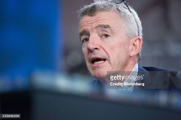 Michael O'Leary, chief executive officer of Ryanair Holdings Plc, speaks during a Bloomberg Television interview in London, U.K., on Monday, May 23,...