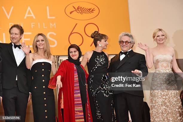 Jury members Laszlo Nemes, Vanessa Paradis, Katayoon Shahabi, Valeria Golino, George Miller and Kirsten Dunst attend the Closing Ceremony of the 69th...