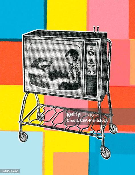television set - retro television stock illustrations