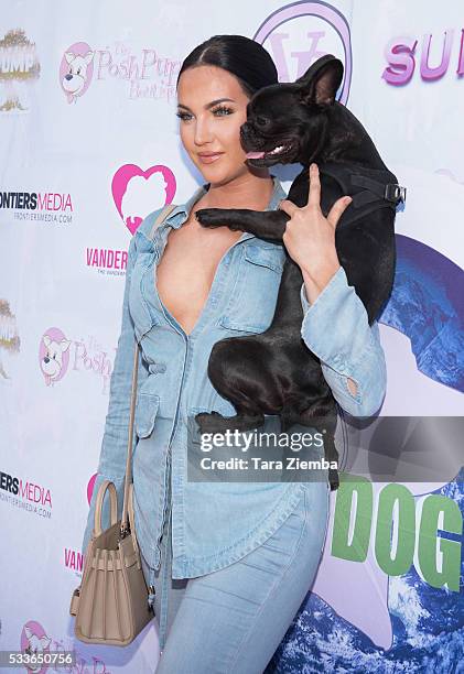 Personality Natalie Halcro attends World Dog Day Celebration at The City of West Hollywood Park on May 22, 2016 in West Hollywood, California.