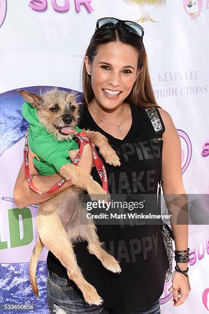 Model Bonnie-Jill Laflin attends the World Dog Day Celebration at The City of West Hollywood Park on May 22, 2016 in West Hollywood, California.