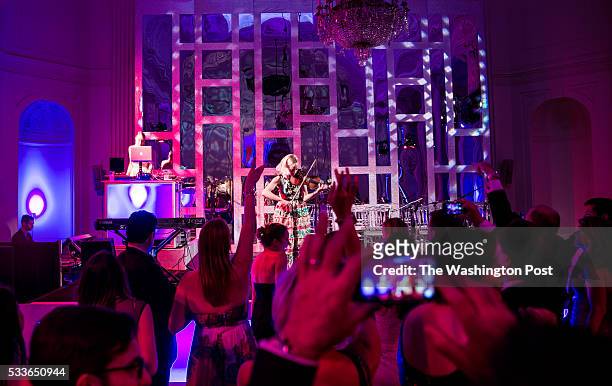 The Dolls: DJ Mia Moretti and Electric Violinist Caitlin Moe perform at the Washington National Opera Ball at the Organization of American States on...