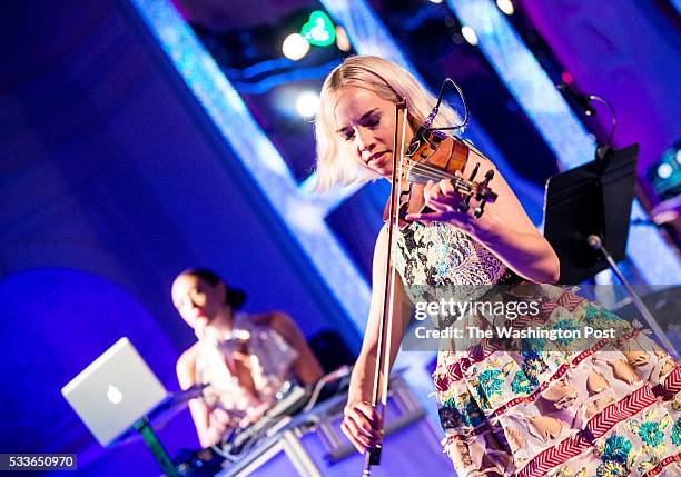 The Dolls: Electric Violinist Caitlin Moe and DJ Mia Moretti perform at the Washington National Opera Ball at the Organization of American States on...