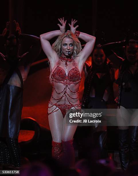 Britney Spears is seen on stage during the 2016 Billboard Music Awards held at the T-Mobile Arena on May 22, 2016 in Las Vegas, Nevada.