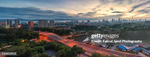 kuala lumpur skyline panorama - menara kuala lumpur tower stock pictures, royalty-free photos & images