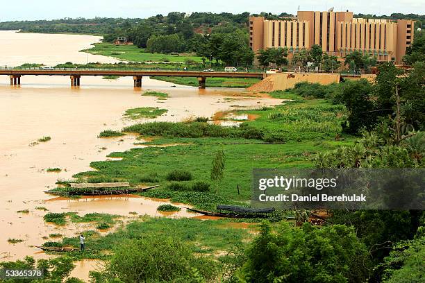 Hotel Gaweye, Niamey's largest Hotel, is seen on the bank of the river Niger on August 12, 2005 in Niamey, Nigeria. Niamey is the Capital of Niger....